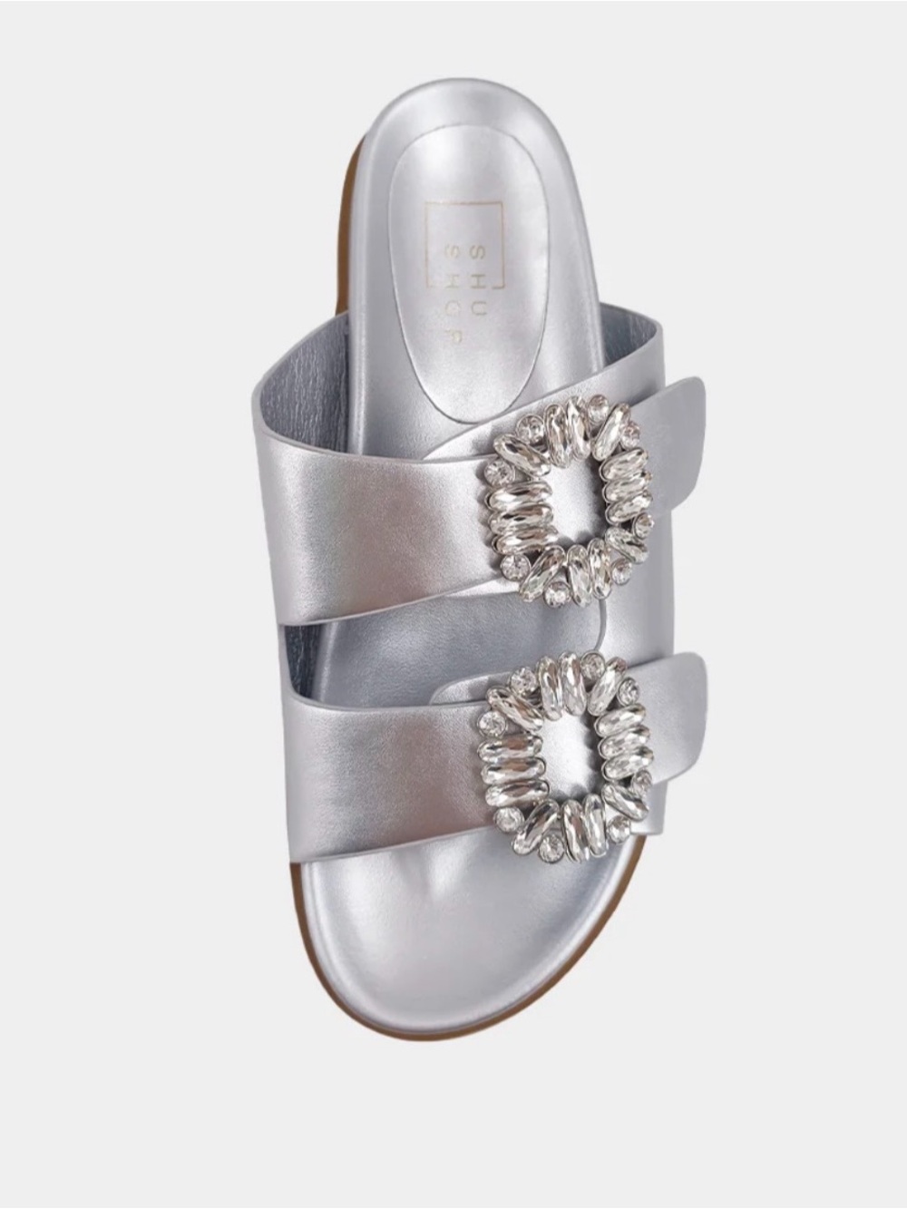 ShuShop Silver Crystal Buckle Slide Sandals - Picture 4 of 4